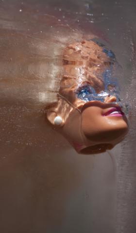 Barbie head melting in ice